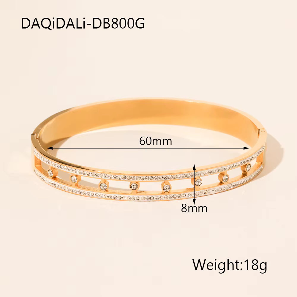 Gold Double Layered with Centered Stone Bracelet