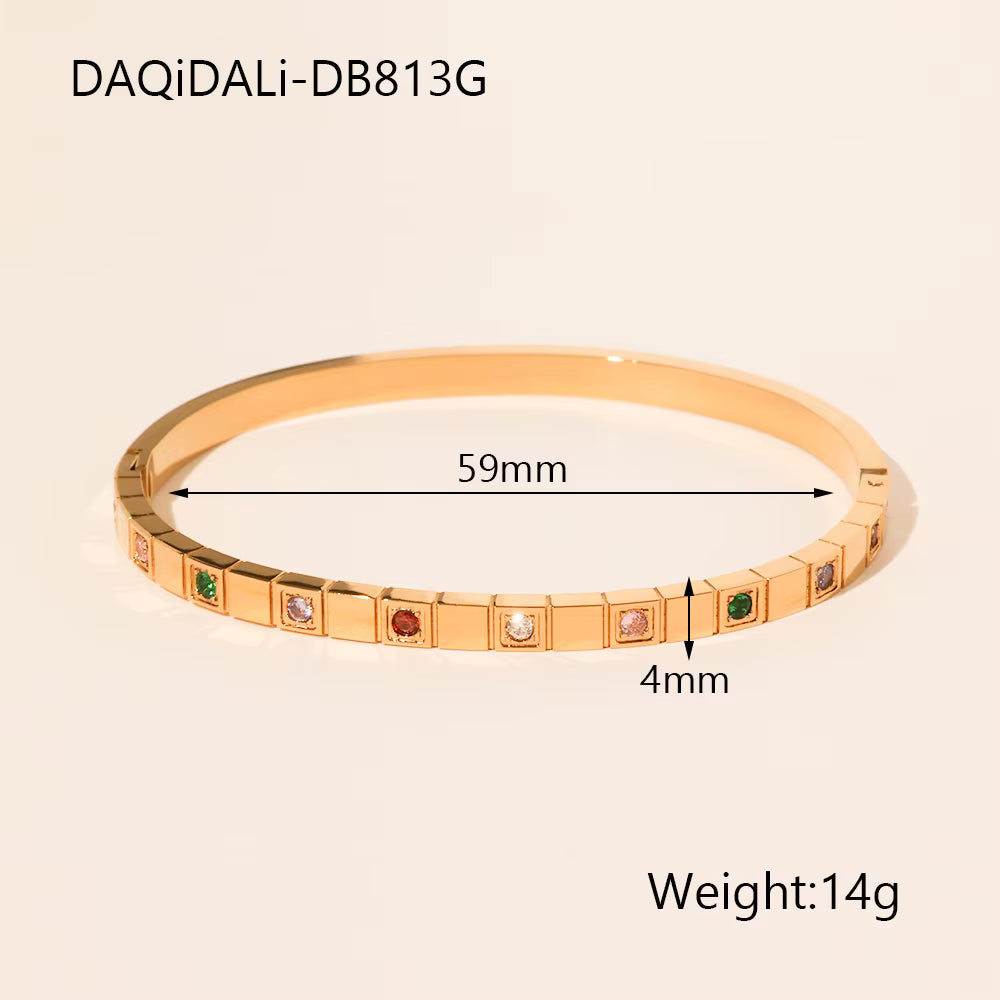 Gold Multi Stone Square Shape Bracelet