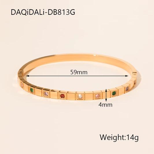 Gold Multi Stone Square Shape Bracelet