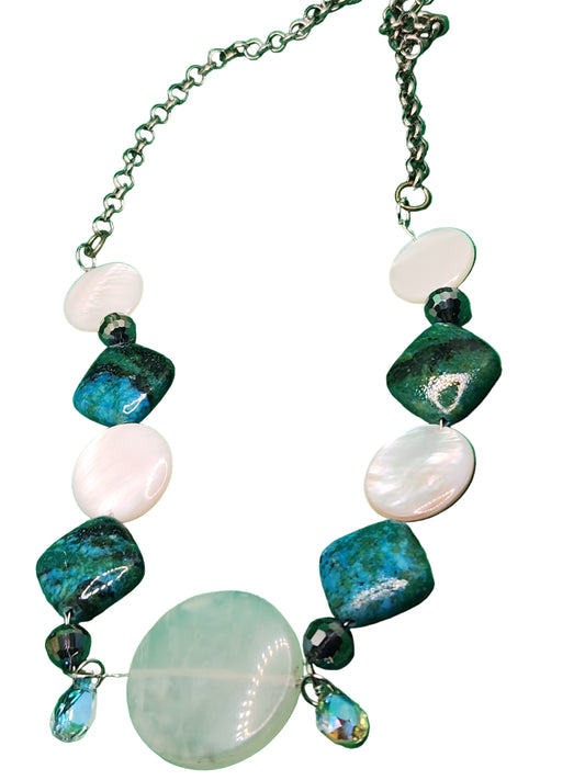 Genuine Stone and Pearl Necklace