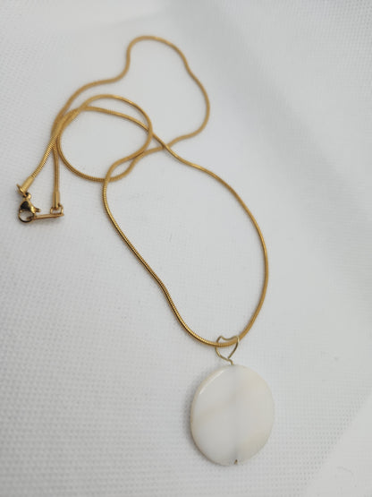 Marble Disk Stone Necklace