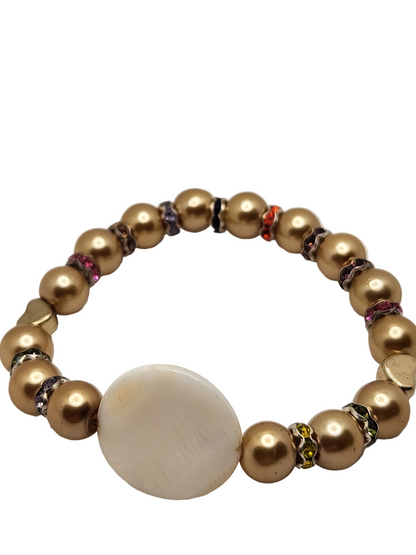 Glass and Pearl Stretch Bracelets