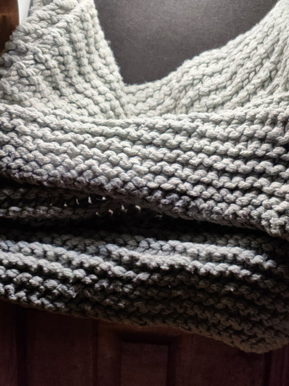 Hand Knit Shawl Scarf Grey