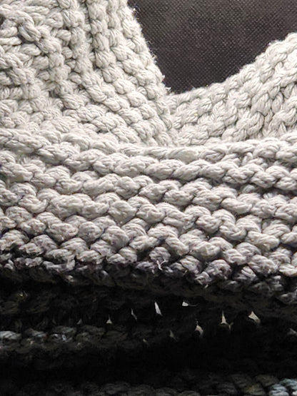 Hand Knit Shawl Scarf Grey