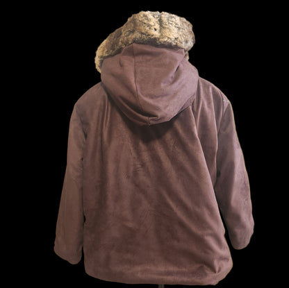 Size 10-12 Brown Faux Suede Parka