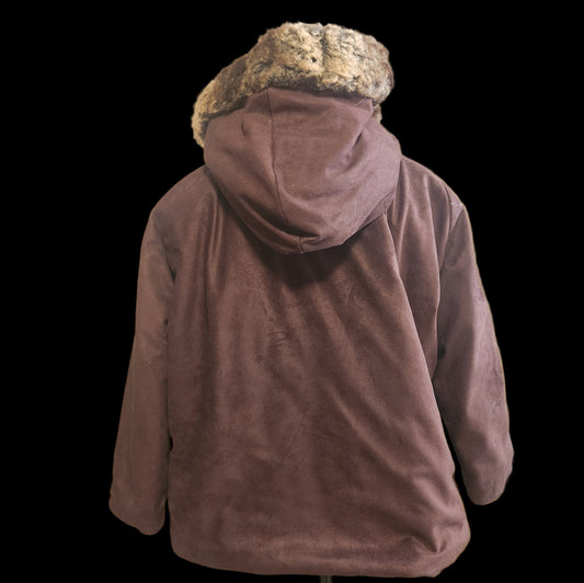 Size 10-12 Brown Faux Suede Parka