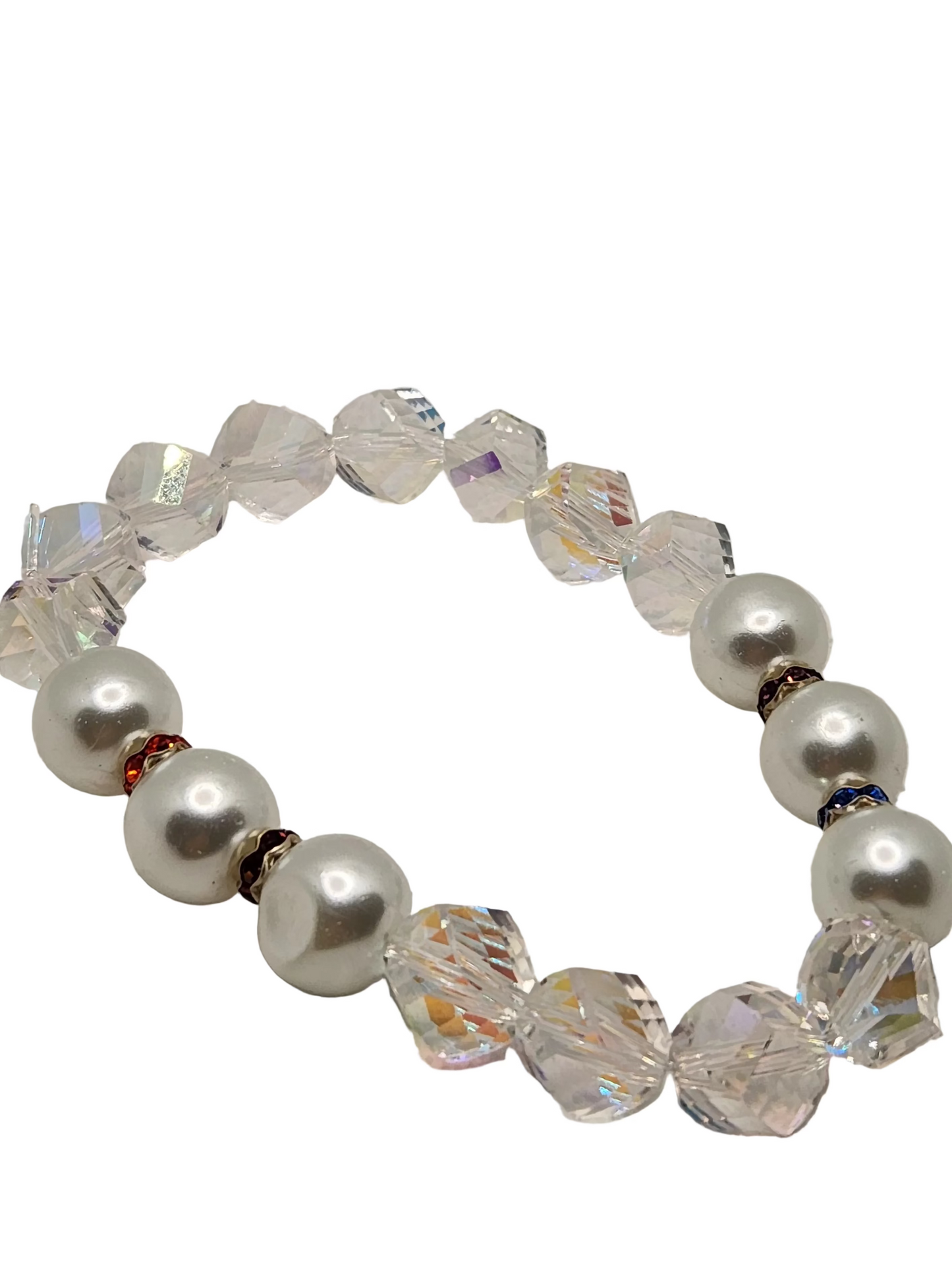 Glass and Pearl Stretch Bracelets
