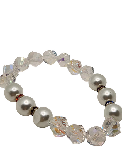 Glass and Pearl Stretch Bracelets