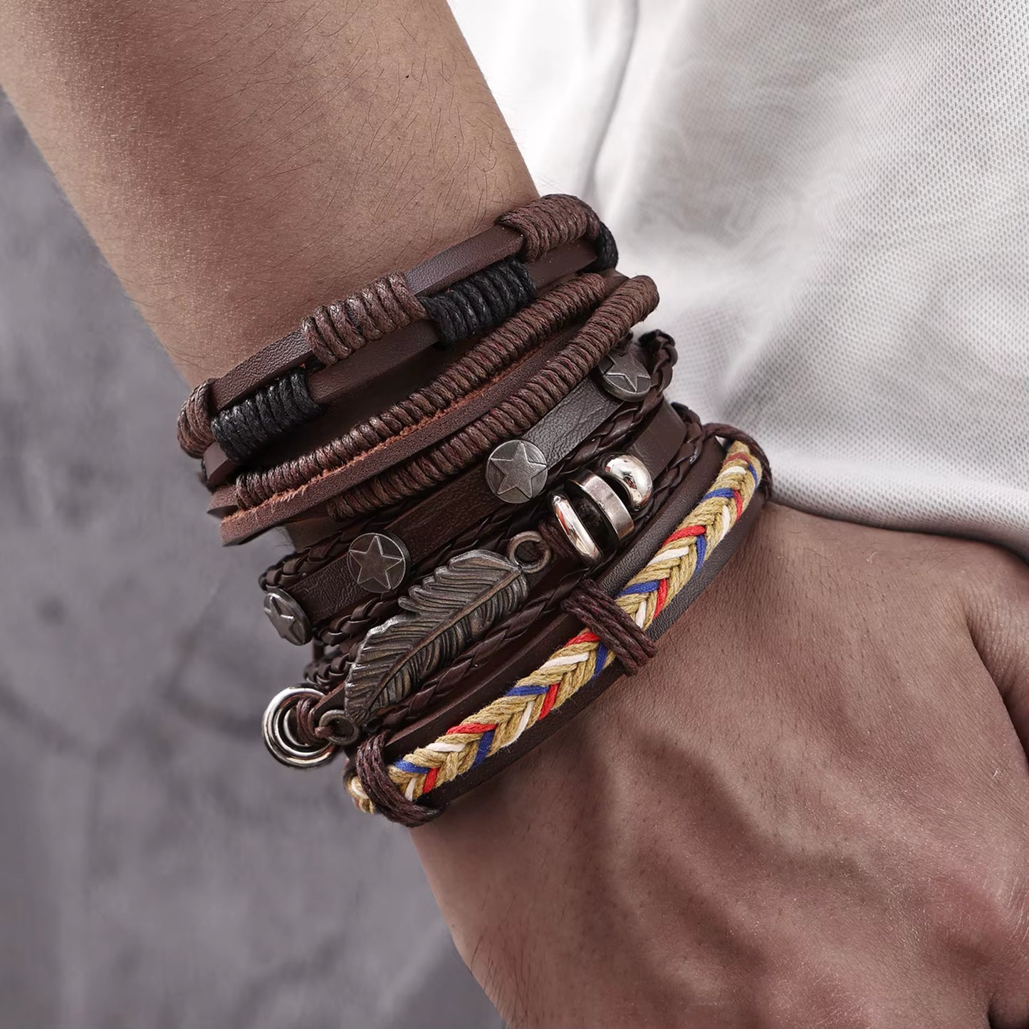 Beaded Leather Bracelet Sets
